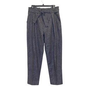 OTTOD'AME Dark Gray Wool Blend Tie Waist Palazzo Trousers Made in Italy Size‎ 10